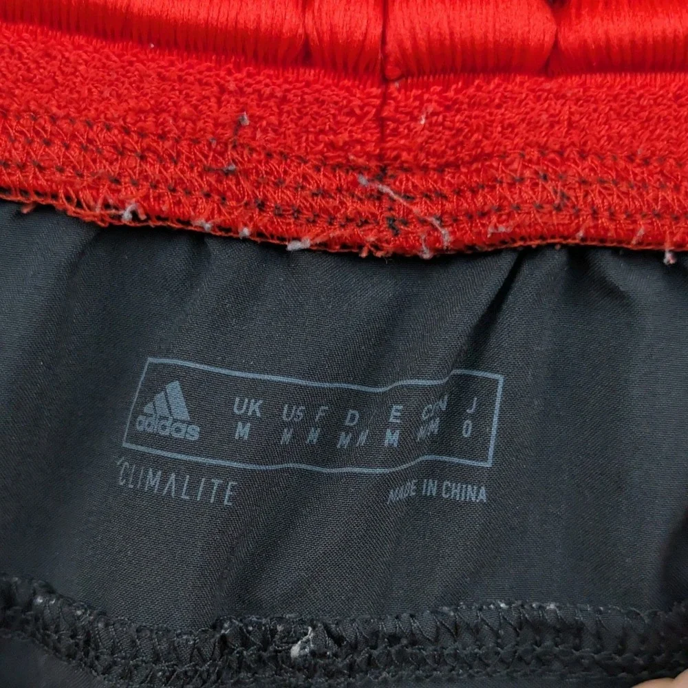 Adidas Shorts Men's Medium Black Red Accent Climalite Retro Athletic Gym Running